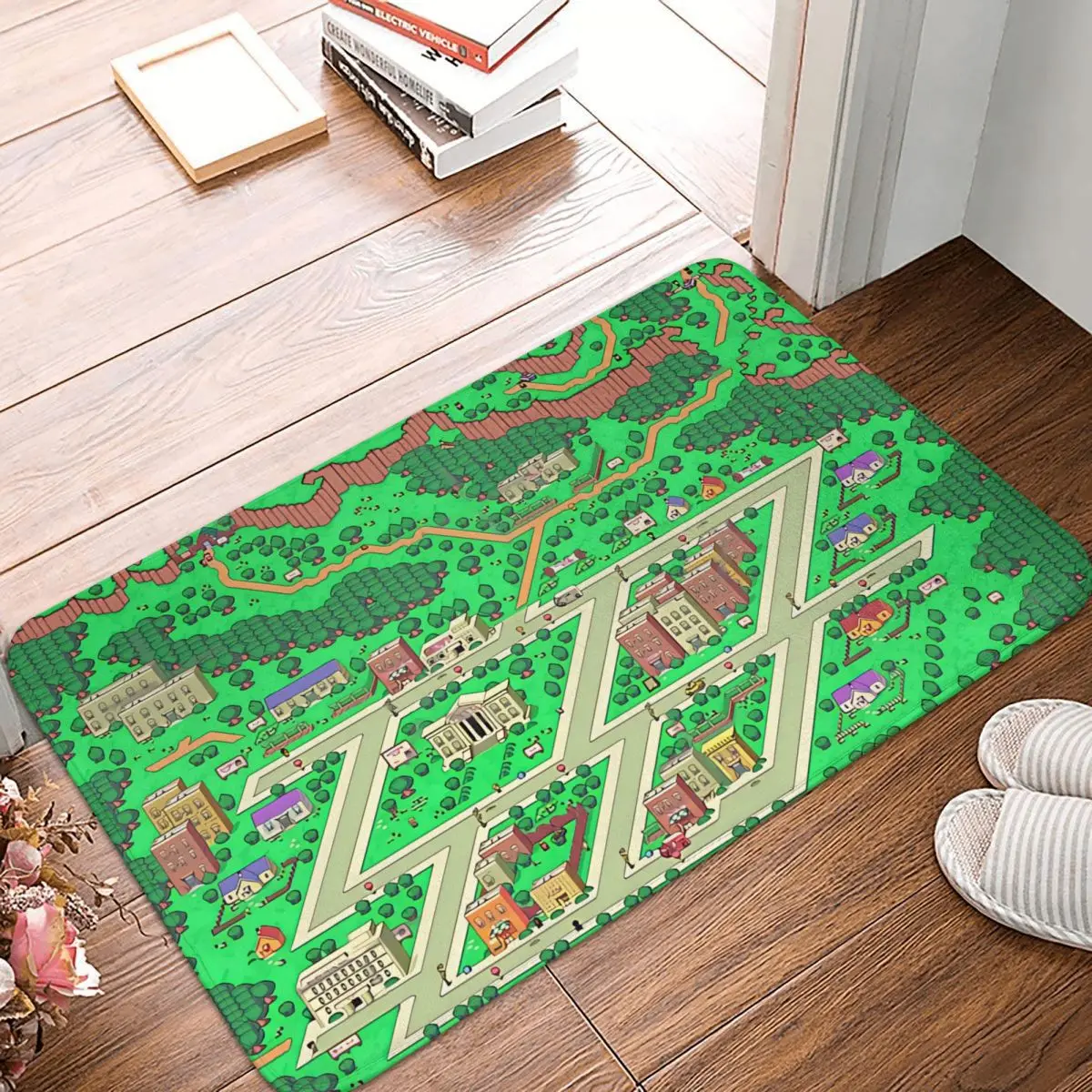 Earthbound Game Non-slip Doormat Onett Map Living Room Kitchen Mat Outdoor Carpet Flannel Modern Decor