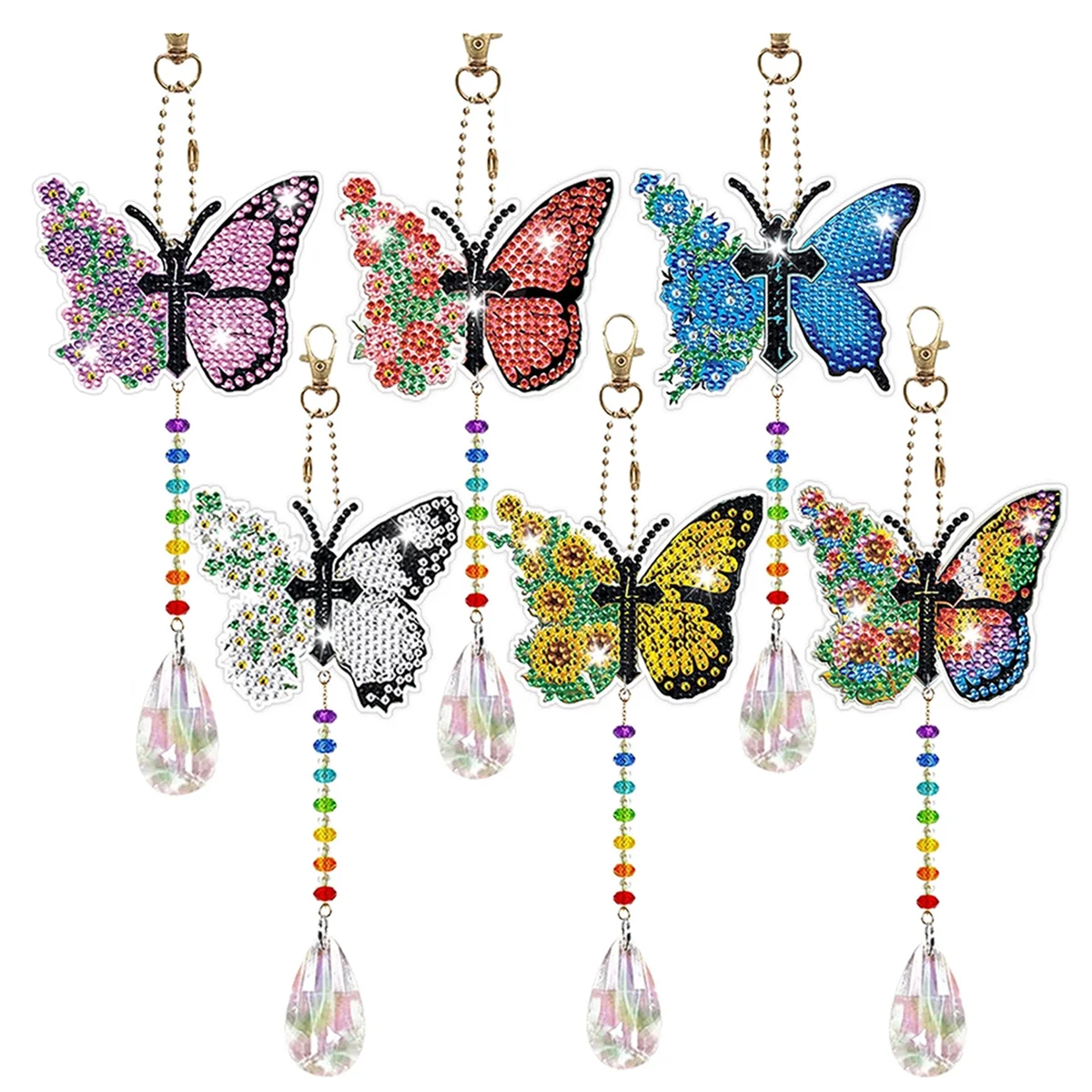 6 Pieces Wind Spinner DIY Painting Wind Chime Double Sided Paint Hanging Ornament for Garden Wind Spinner Butterfly