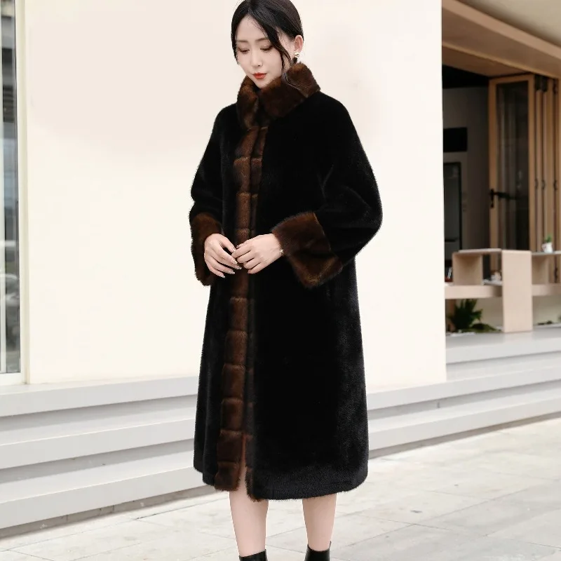 Nieuw herfst- en winterjasje van los warm namaakbont met nieuw Chinees ontwerp, gepersonaliseerde bontkraag, must-have voor stadsmeisjes