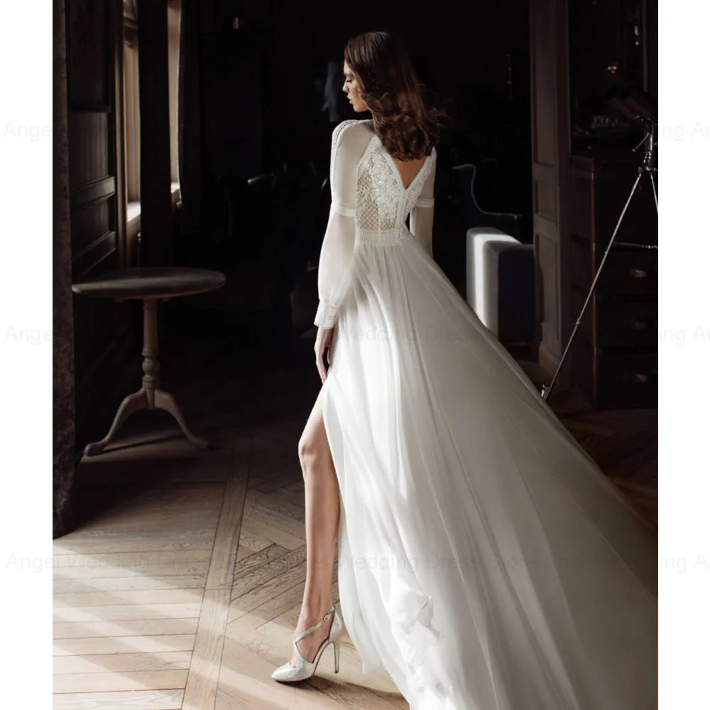 ANGEL Maßgeschneiderte Brautkleider für Frauen Romantische Applikationen Vestido De Novia Elegante Chiffon A-Linie Brautkleider Strand