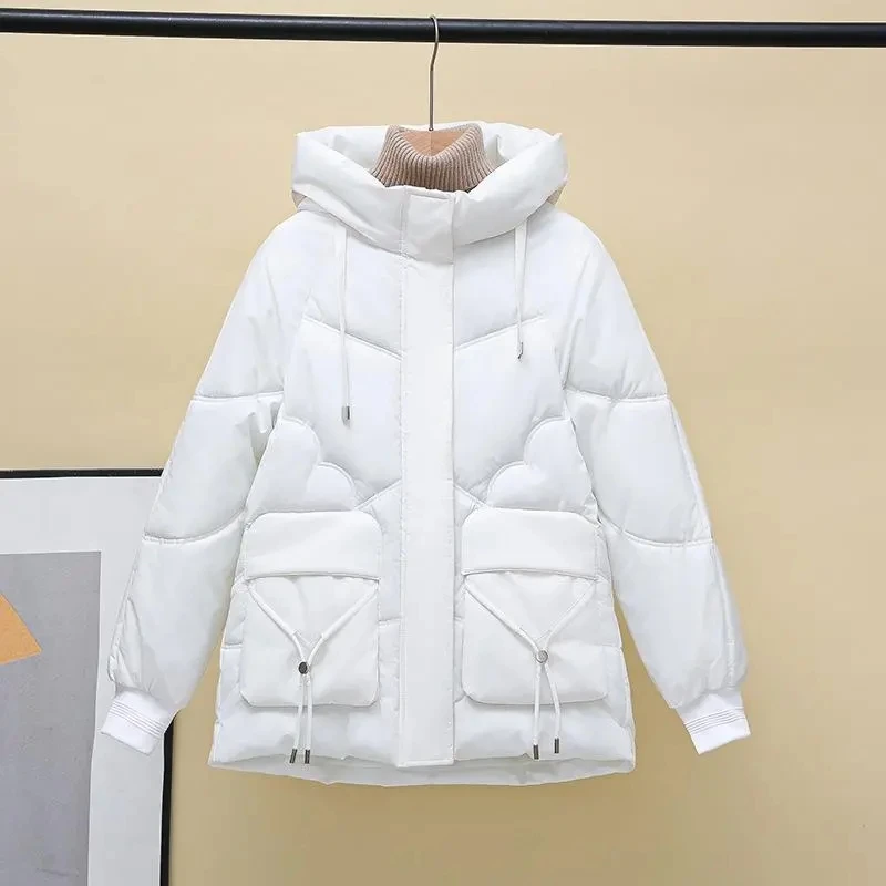 Down Cotton-Padded Jacket for Women, Loose Overcoat, Thick Hooded Bread Clothing, Warm Parker Coat, Korean, 10XL, Autumn Winter