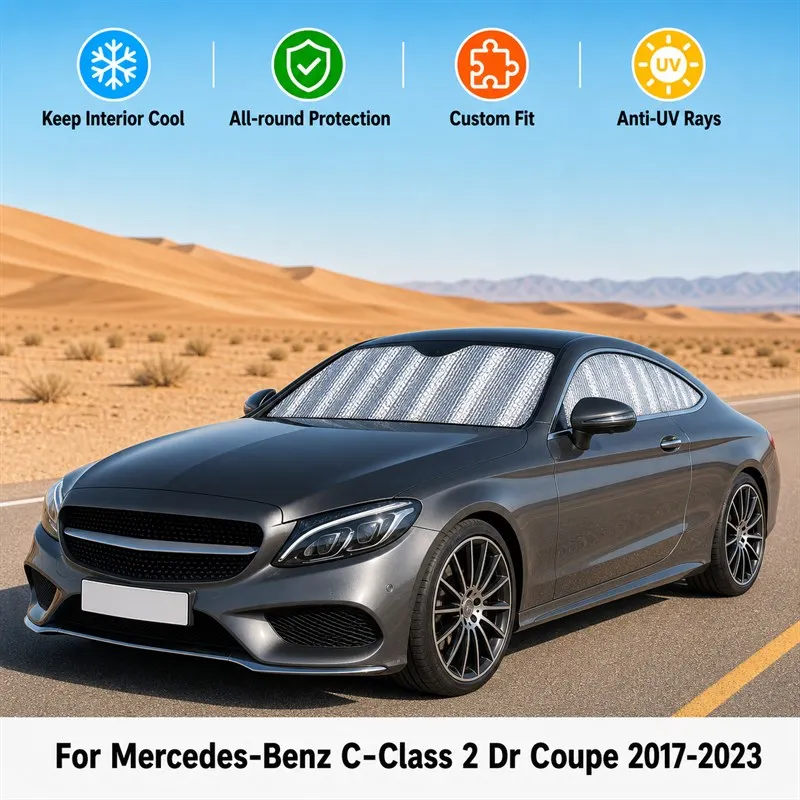For Mercedes-Benz C-Class 2 Dr Coupe 2017-2023  Car Window Sunshades UV Block Privacy Heat Insulated Foldable Car Curtain