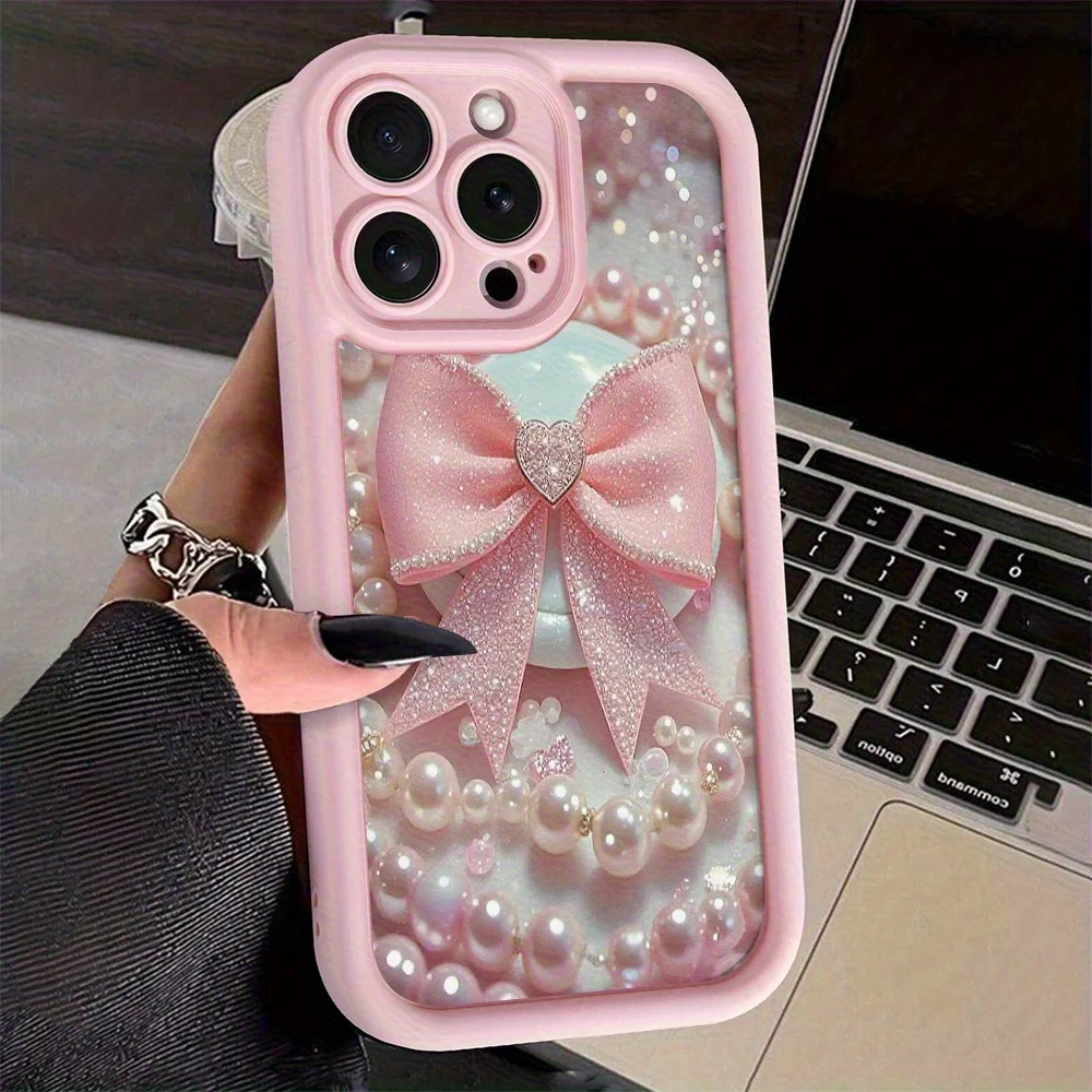 High-quality bamboo and stone powder bow pattern thickened anti-drop phone case for Apple iPhone 16111213141515pro15 Plus15 Promax7plus8plusXXs MaxXr11pro12pro13pro14pro121311promax12promax13promax14promax14plus66s6plus7816Pro16plus16promax