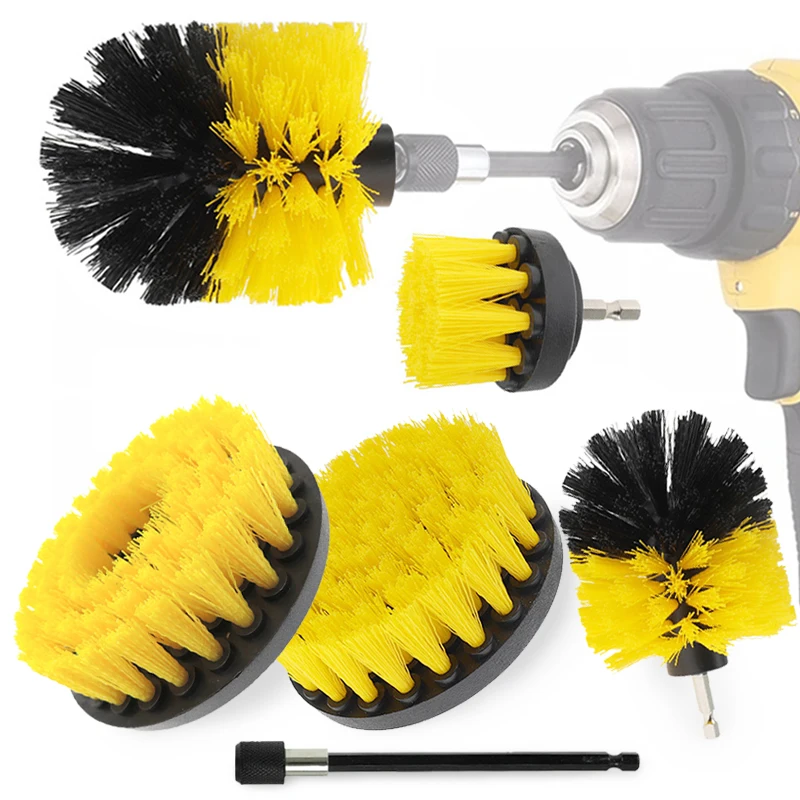 Kit sikat bor listrik, 3 buah sikat pembersih elektrik, alat pembersih ubin mandi permukaan bak mandi rumah tangga untuk perawatan otomatis