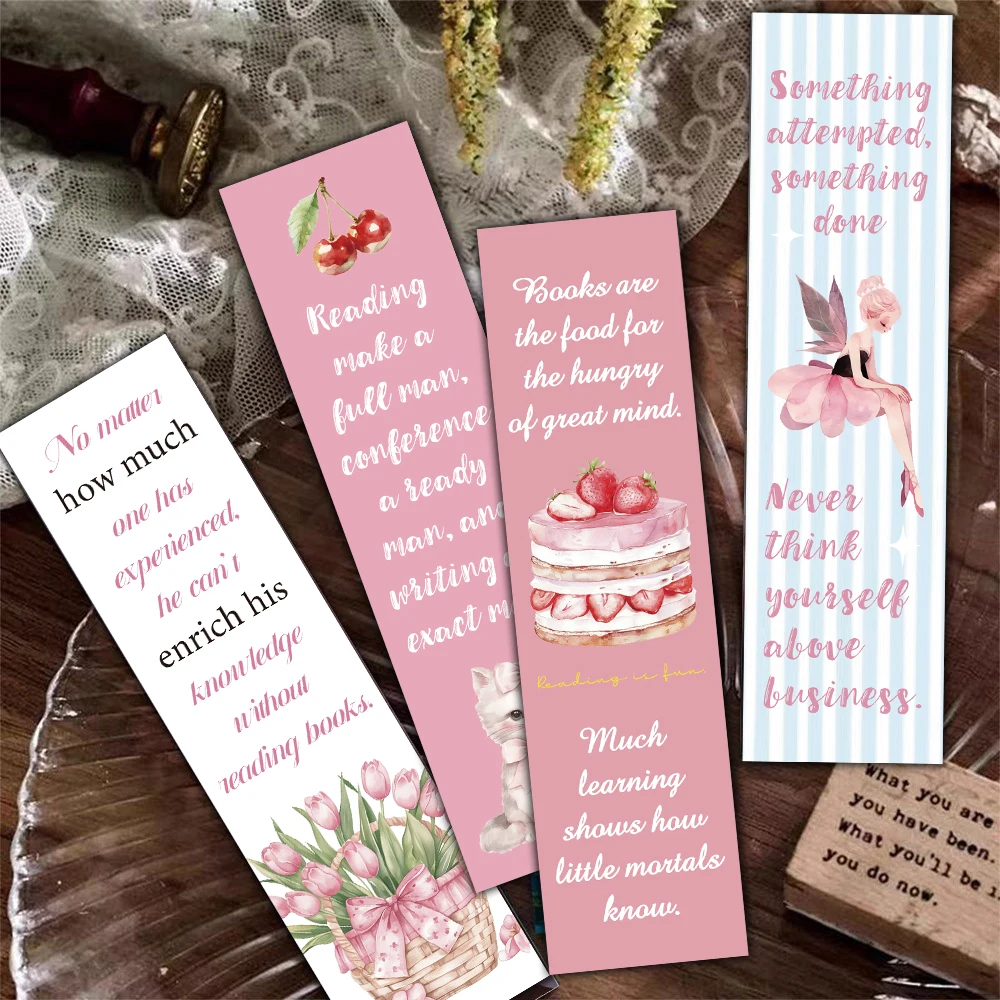 30PCS Bookmark Pink Reading Print Reading Luggage Aesthetic Background Cafe Stationary Party Gifts Canvas Motorcycle Bookmark