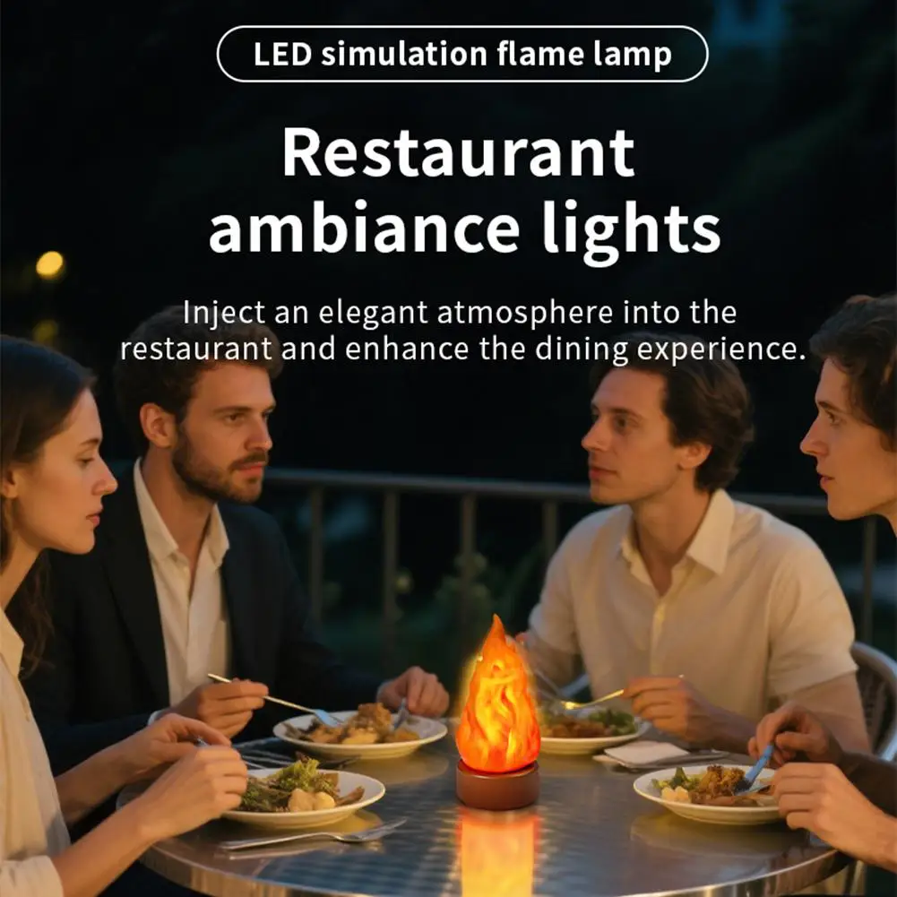 Gefälschte Feuerlampe, USB wiederaufladbar, Reise-Nachtlicht, 3-Modus-LED, gefälschte Kaminkerzen für Outdoor, Camping, Urlaub, Halloween