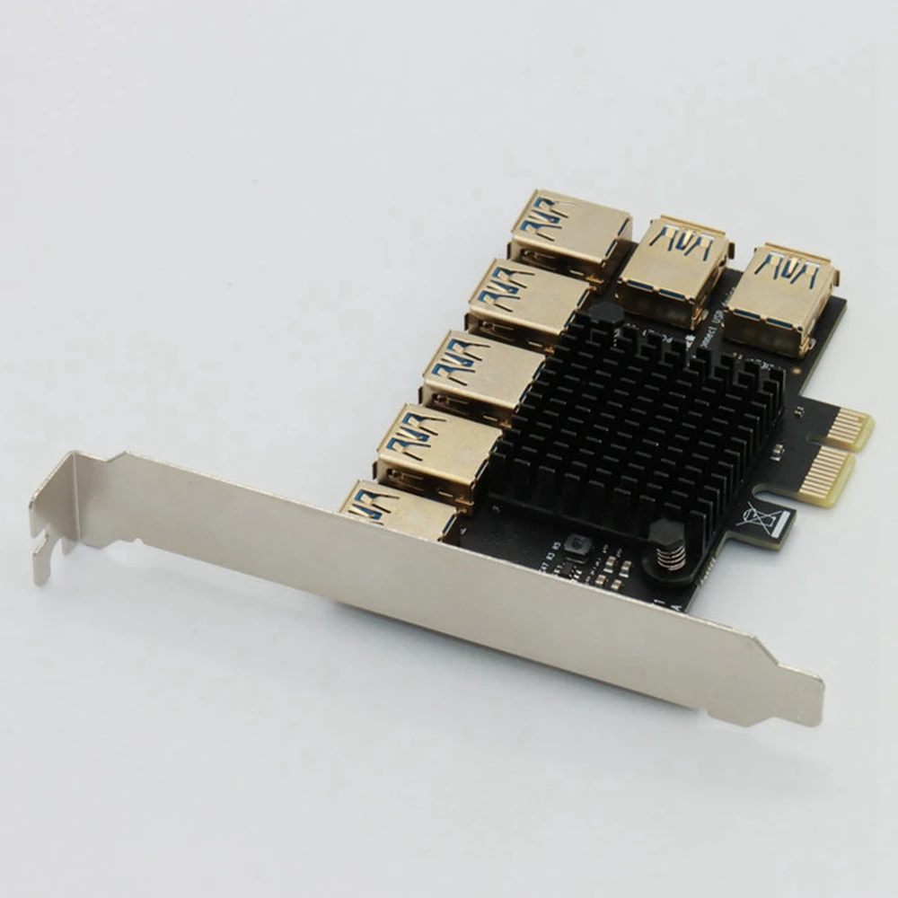 PCIE 1 إلى 7 بطاقة محول PCI Express Riser Card PCI-E فتحة 1X To16x USB 3.0 الناهض موسع لبطاقة الفيديو التعدين-X62A