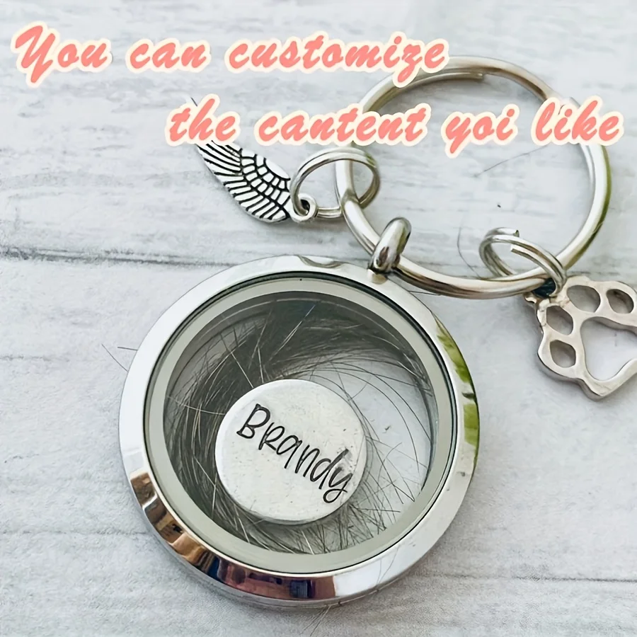 

Customized pet fur commemorative keychain featuring dog and cat fur Gift for lost pet or for pet owner friend or family member