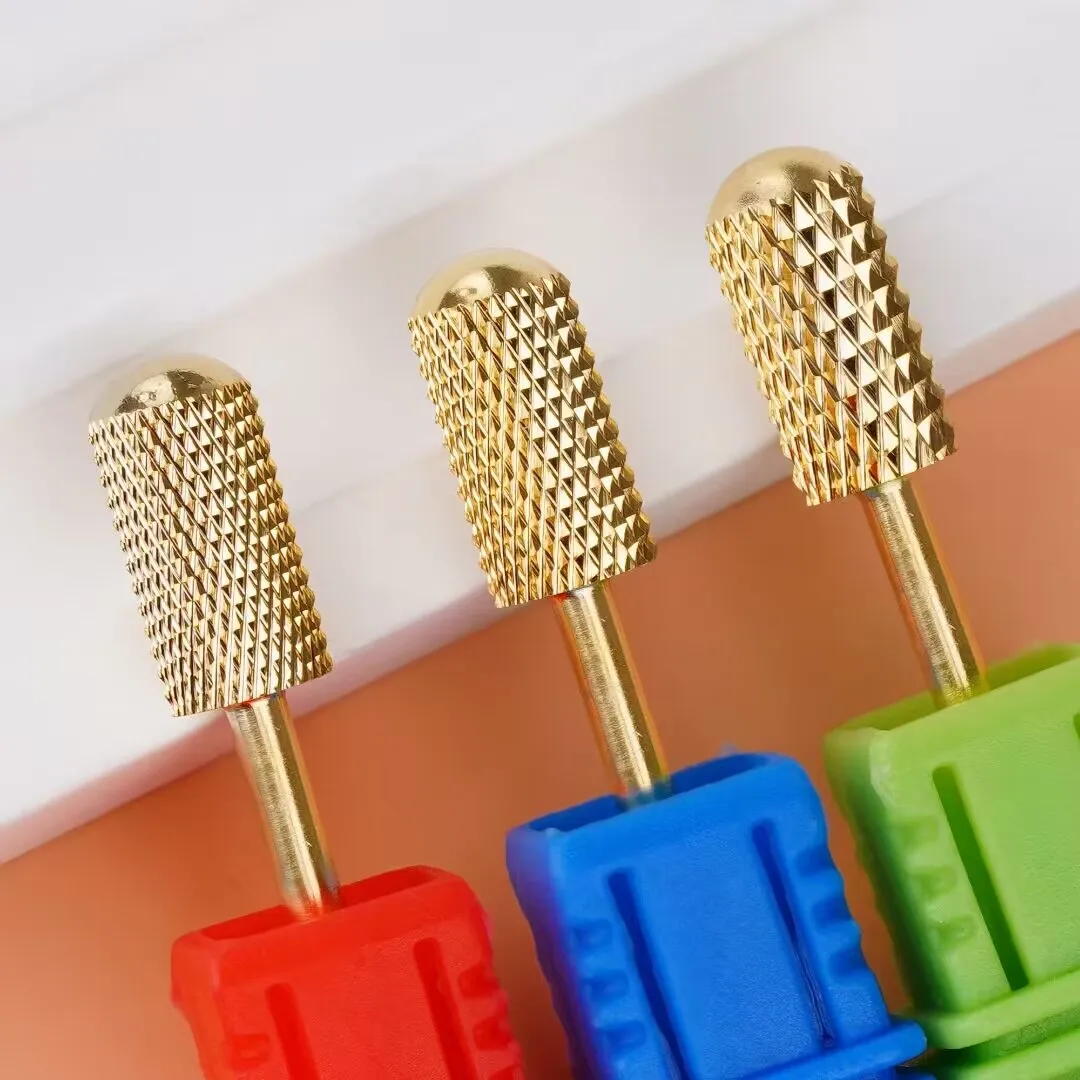 노즐 네일 드릴 비트 파일 네일 전동 드릴 기계 매니큐어 페디큐어 드릴 액세서리 아크릴 네일 도구 스무스 헤드 골드