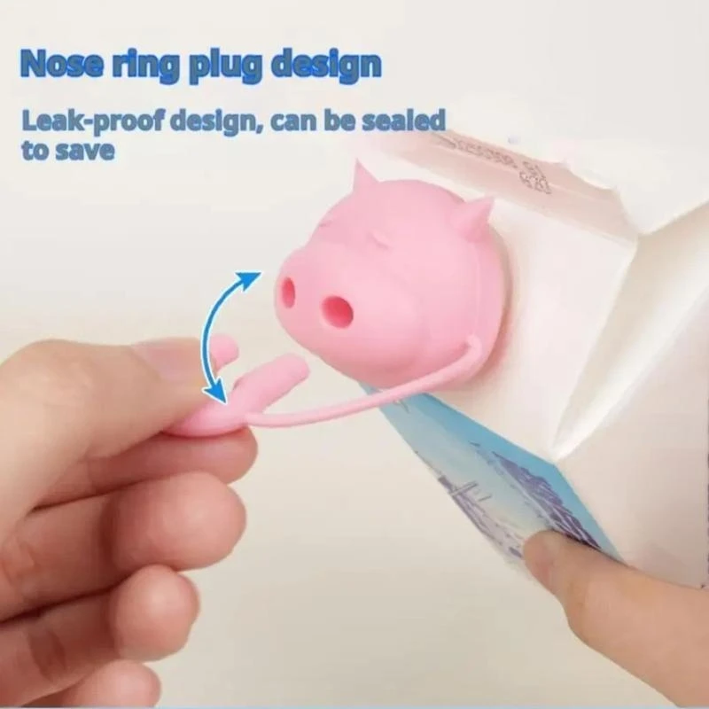 

Silicone Cow Head Milk Box Caps for Spill Proof Pouring Milk Bottles Pourer Lids Funny Milk Carton Stoppers Diverter