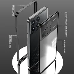 Magnetic Metal Frame Case for POCO X6 pro Metal Acrylic Back Cover Shockproof Ultra thin Funda Coque for POCO X6 Pro 5G