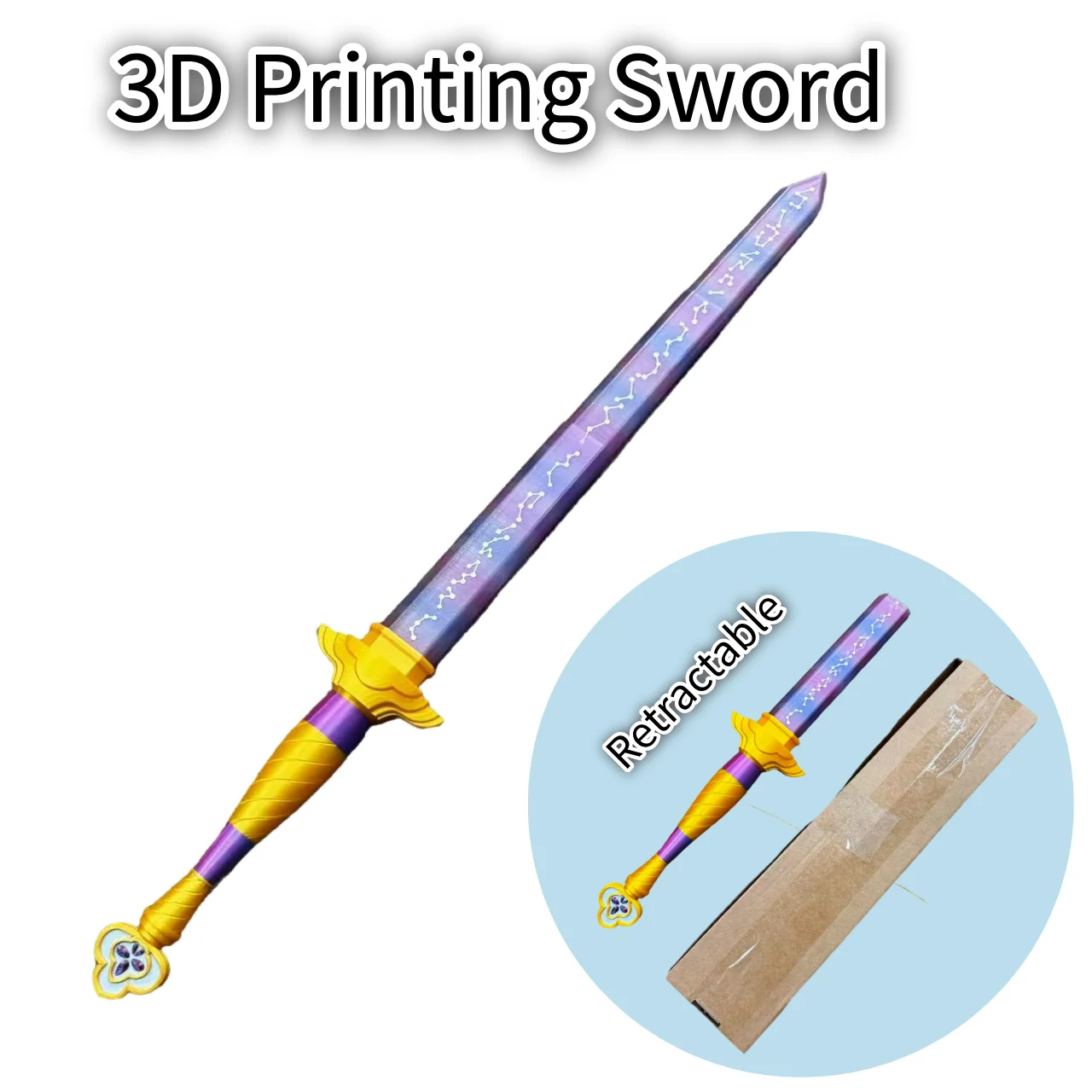 

2026 Горячая новинка: 3D-печатный меч с символикой, реквизит для ролевых игр, косплей-меч, аксессуар для костюма на Хэллоуин и карнавал, длинный нож