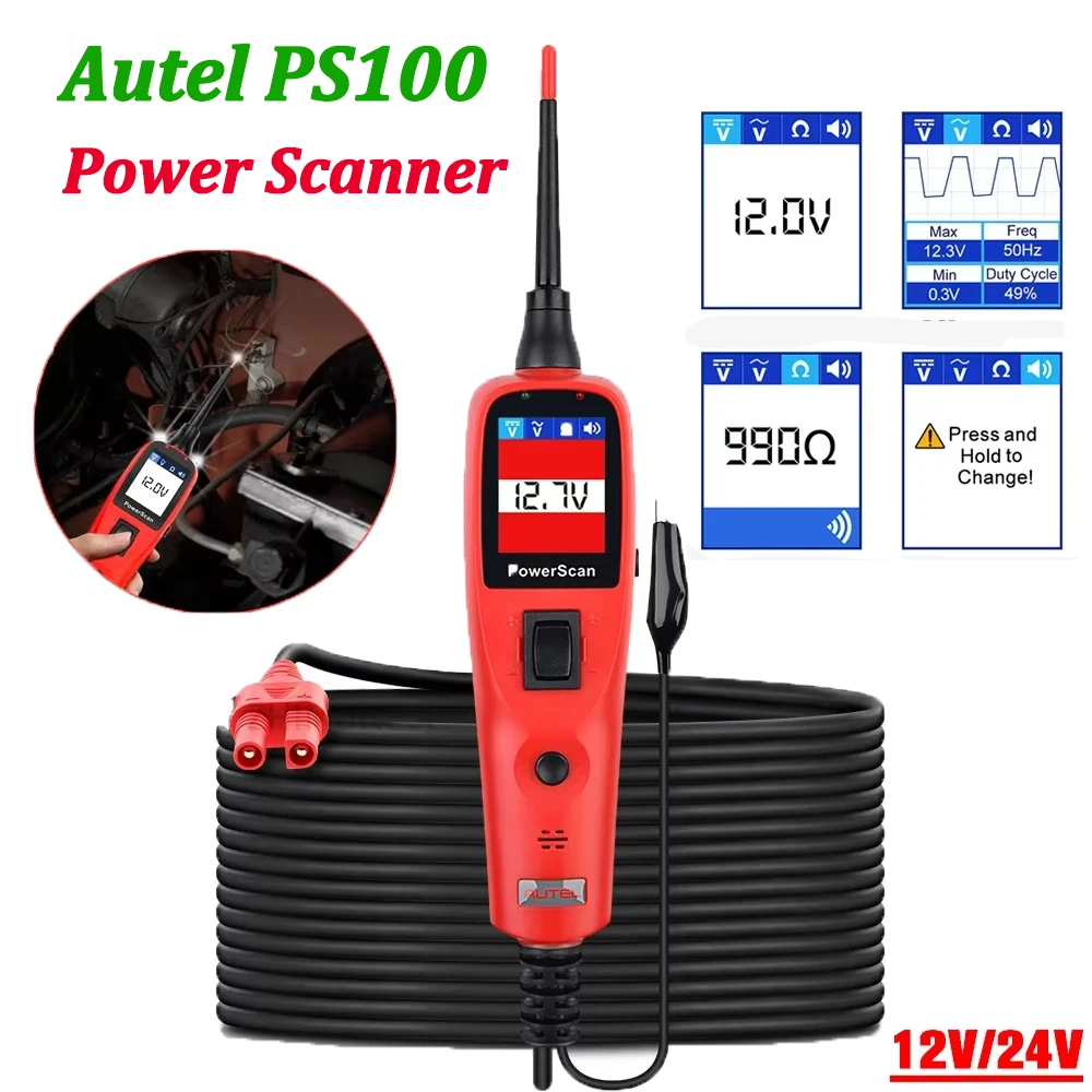 Autel PowerScan PS100 Electrical System Diagnosis Tool Automotive Circuit Tester 12V/24V Car Diagnostic Auto Repair Tools