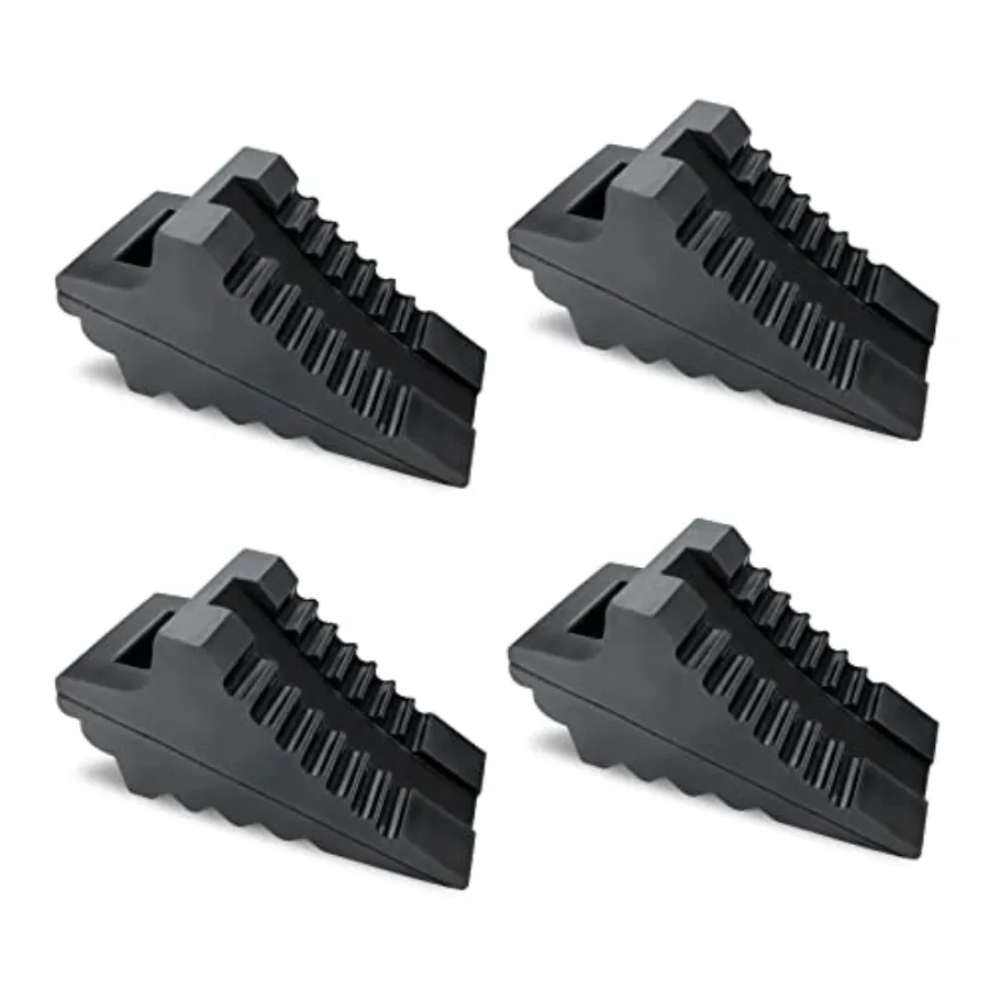 

Solid Heavy Duty Rubber Wheel Chocks 4 Packs for Cars RVs Trucks Trailers ATV and Vehicles G.V.W. up to 8T Anti Slip Bottom Tir