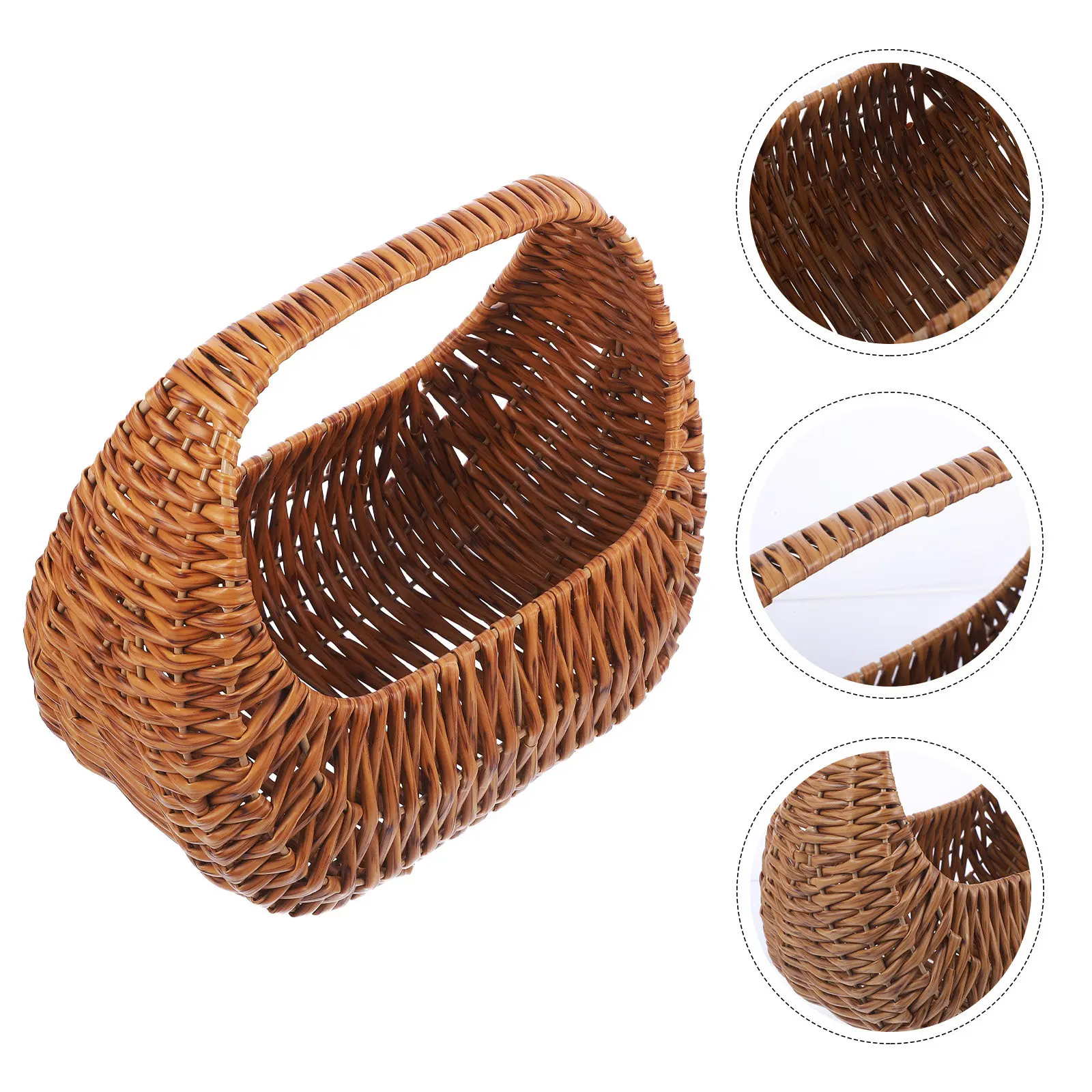 Rustic Handwoven Woven Flower Basket with Handle Multipurpose Decorative Storage Basket for Wedding Home Decor Picnic Gift