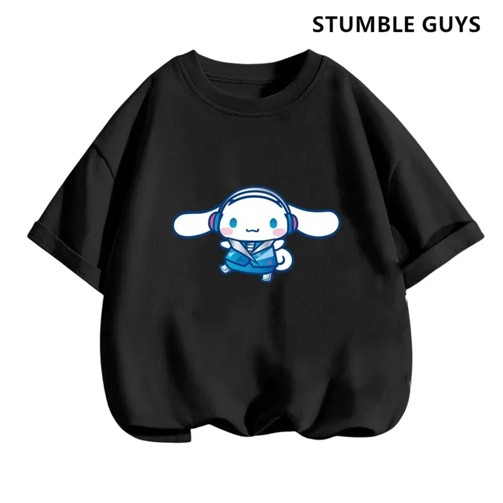 2024 New MINISO Cinnamoroll T-shirt Children\'s Clothing Girls Summer Boys Short-sleeved Sanrio Cartoon T-shirt Baby Trucksuit