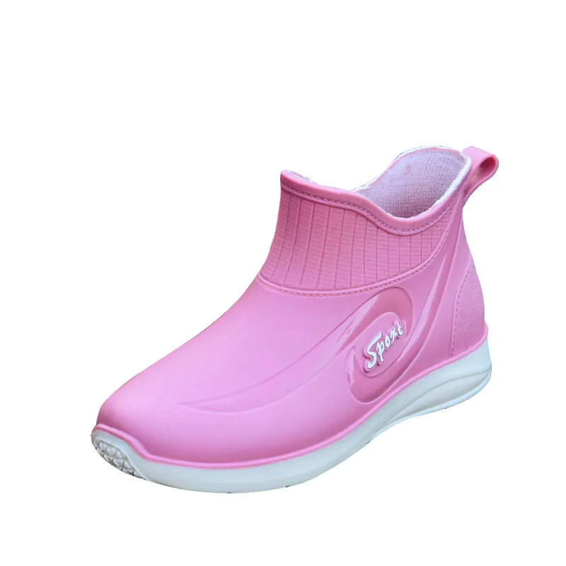 

New Women Fashion Slip-on Short Ankle Rain Boots Female Waterproof PVC Rainboots Non-slip Woman Garden Shoes Wellies Boots