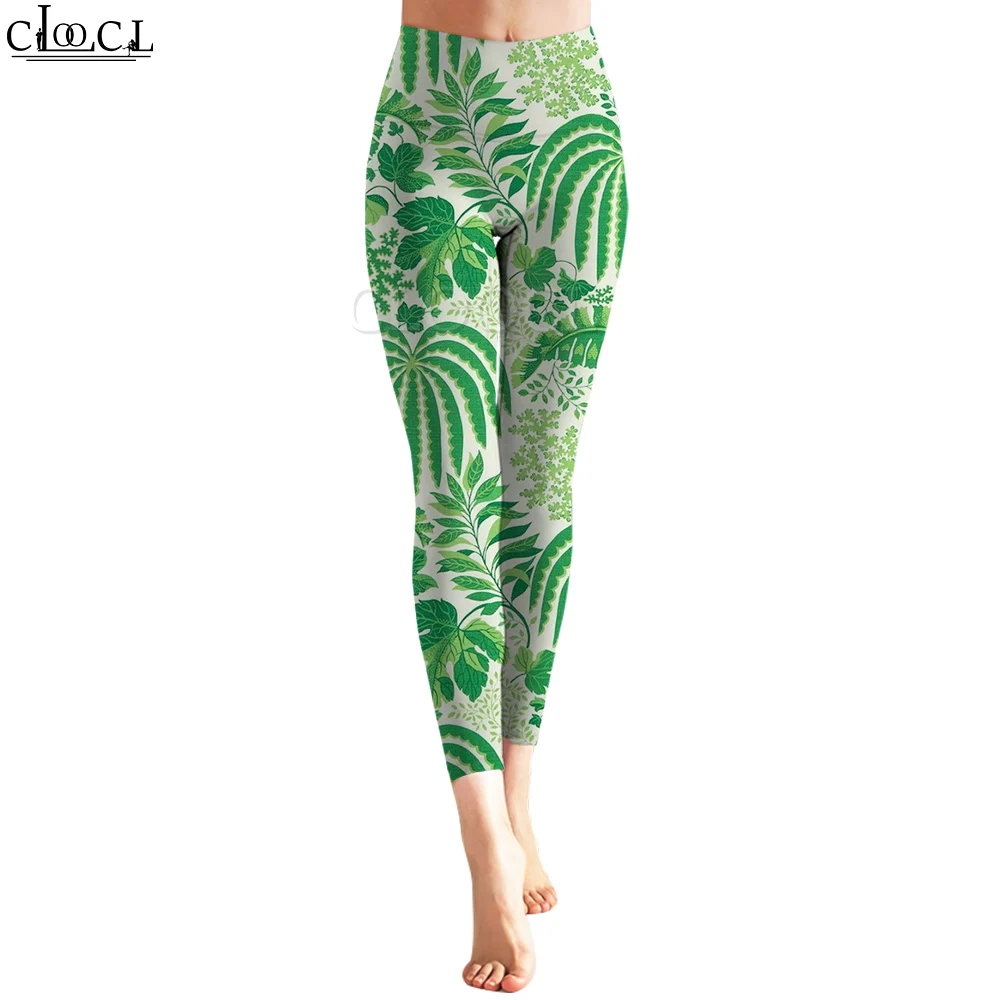 CLOOCL moda damska Legging las deszczowy wzór liści 3D drukowane spodnie typu casual legginsy z wysokim stanem rozciągliwe seksowne spodnie do jogi