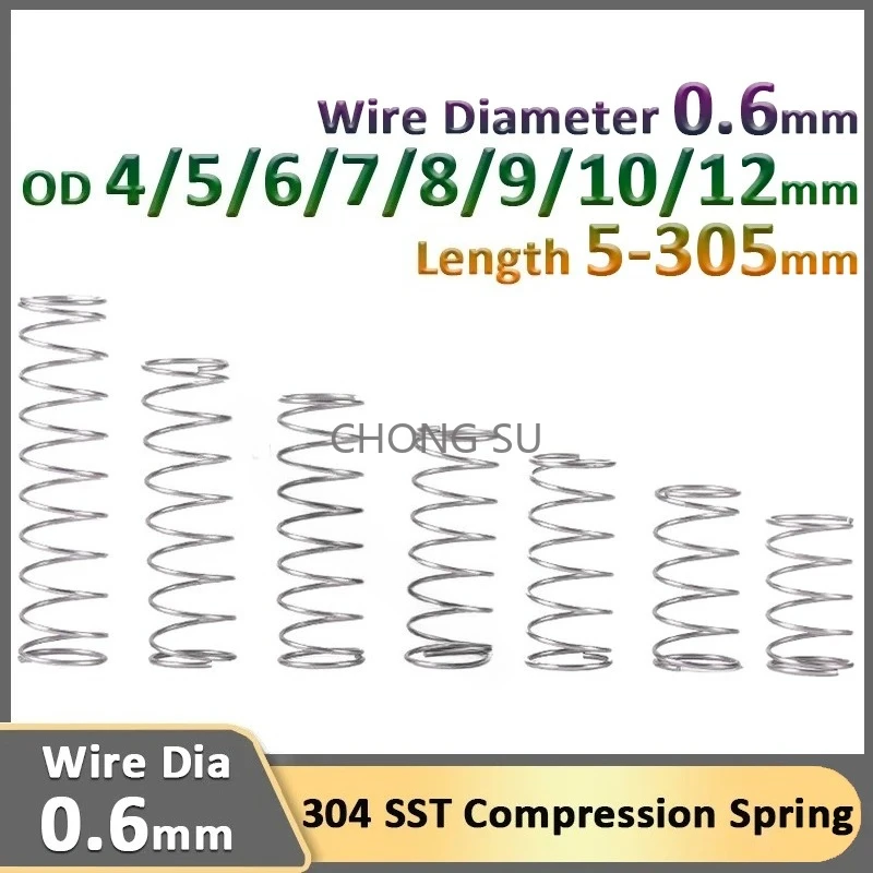

0.6mm Stainless Steel Compression Spring Micro Y-Type Small Rotor Return Pressure Springs OD 4 5 6 7 8 9 10 12mm Length 5-305mm