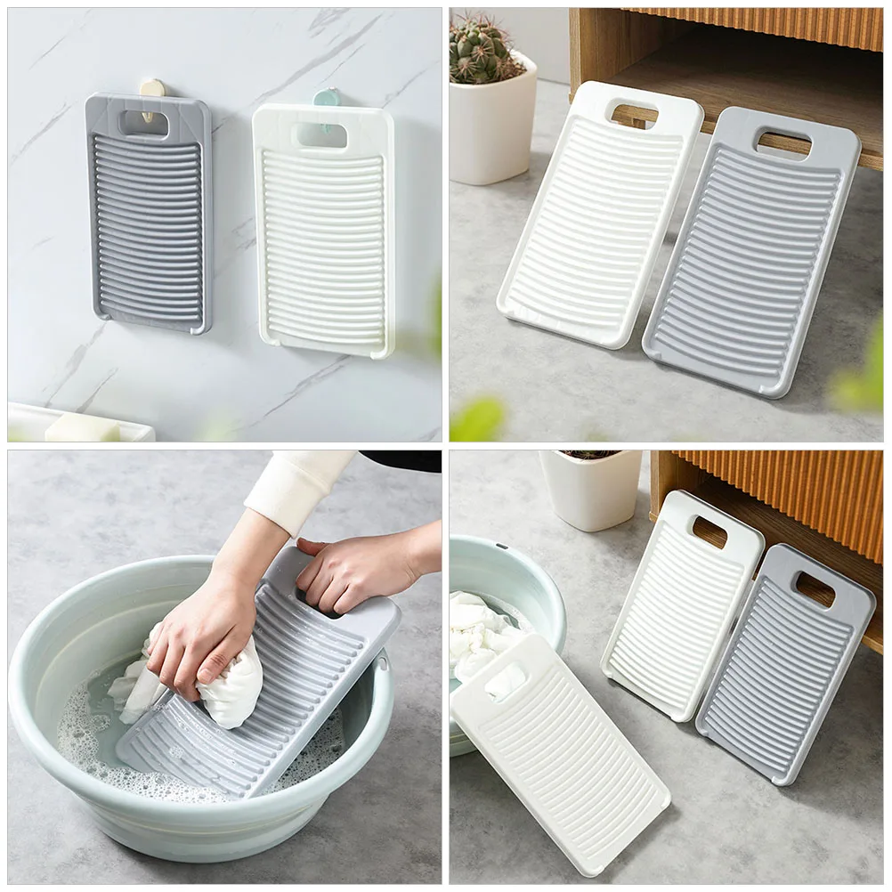 

2pcs Plastic Washboard Laundry Scrubbing Board Anti-Slip Household Washing Boards for Clothes Diapers Stain Removal Durable