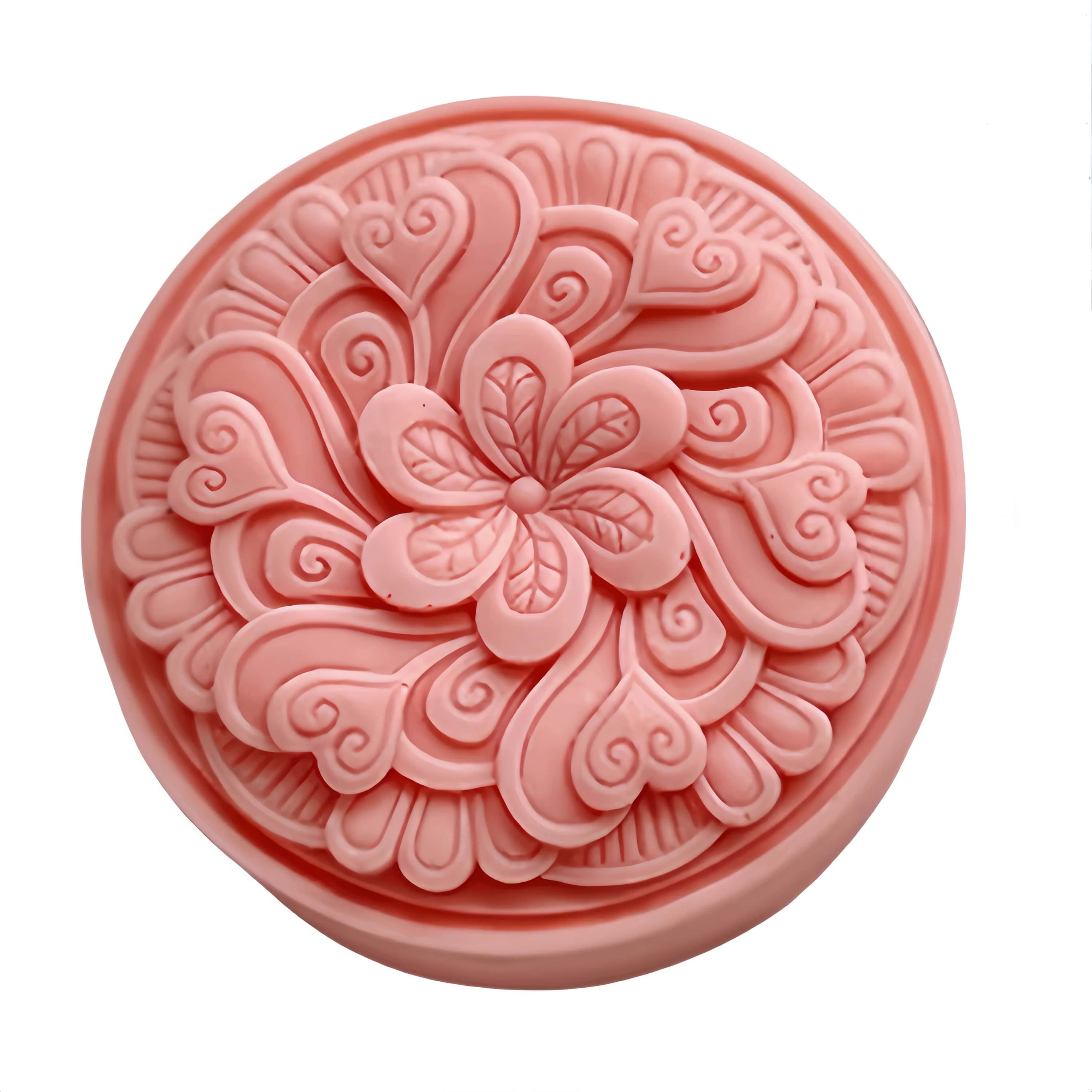 Molde de jabón con diseño de plumas de pavo real, moldes redondos de silicona para cera de vela perfumada, pasteles, fabricación de moldes de yeso aromático