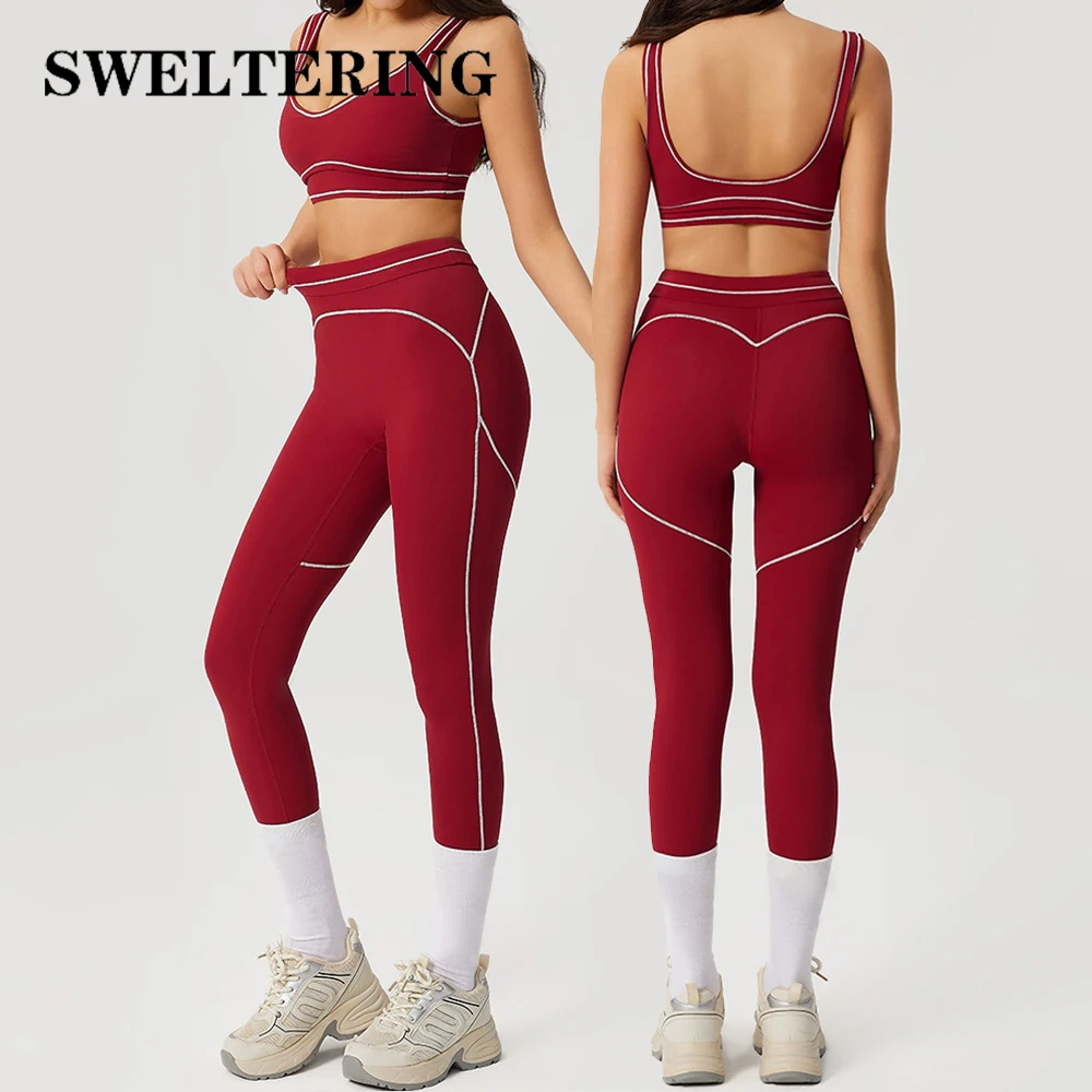 

Yoga Set 2PCS Workout Outfits Sportswear Gym Tracksuit Fitness Leggings Sport Bra Athletic Wear Female Yoga Clothes Fitness Suit