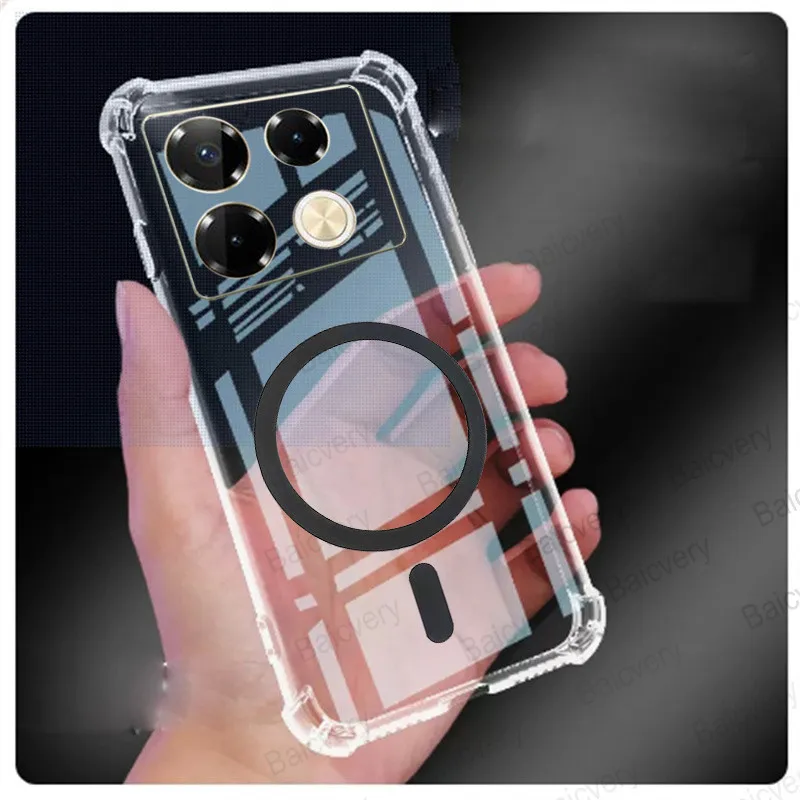 Shockproof Clear Silicone Case for infinix NOTE 40 PRO 4G/5G / NOTE 40 PRO+ 5G Funda Coque with Magnetic Charging Wireless