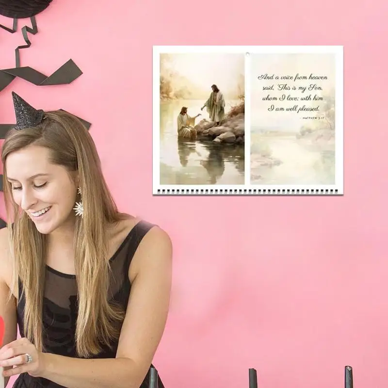 Calendario de pared de Jesús 2024, cartel de fe cristiana, mensual, inspirador, 2024