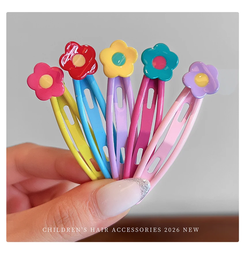 Neue 5-teilige Haarspangen-Set in Bonbonfarben mit Herz- und Blumenmuster, koreanische Macaron-Haarspangen aus Legierung für Damen, Mädchen, Kinder und Kleinkinder, Geschenk 2026 – Detail 7