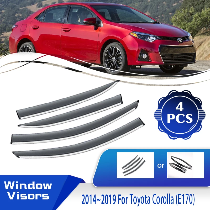 

4pcs Fit For Toyota Corolla E170 2014~2019 Car Window Visor Waterproof Wind Rain Visor Deflector Shades Awnings Auto Accessories