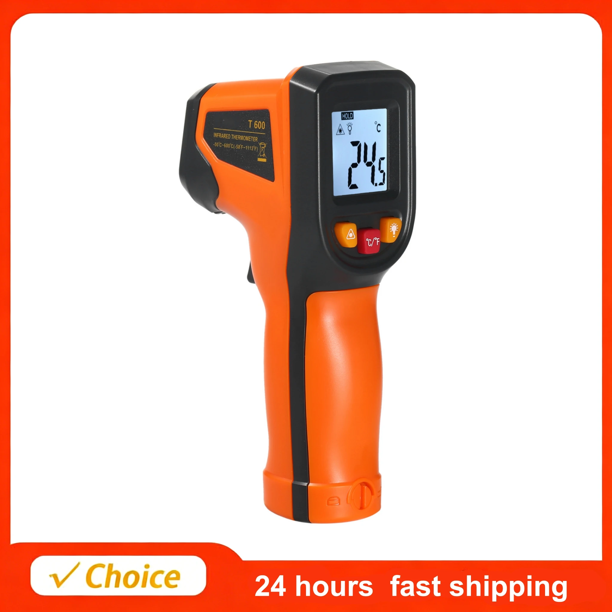 

Infrared Thermometer Range From -50°C~600°C (-58°F~1112°F) Digital Temperature Gun with Emissivity Function IR Thermometer