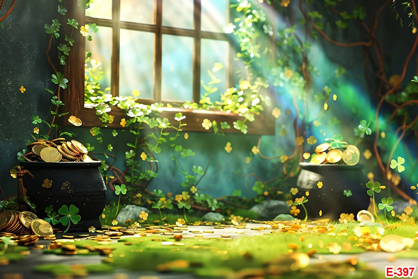 Happy St.Patrick's Day Backdrop Lucky Green Shamrock Photography Background Saint Patrick's Day Party Decorations for Irish