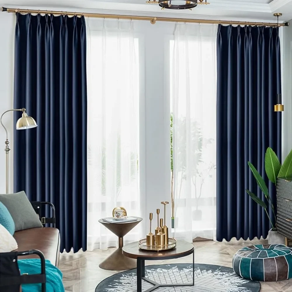 95% Navyout Patio Door Curtain Panel Drape for Traverse Rod and Track Partition Navy 120