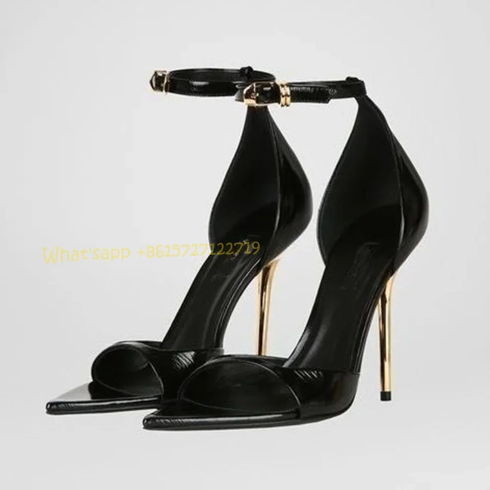 Women Cover Heels Silk Sandals Tan Brand Metal Peep Toe High Stiletto Heels Sandals Luxury Women Sexy Summer Casual Comfy Shoes
