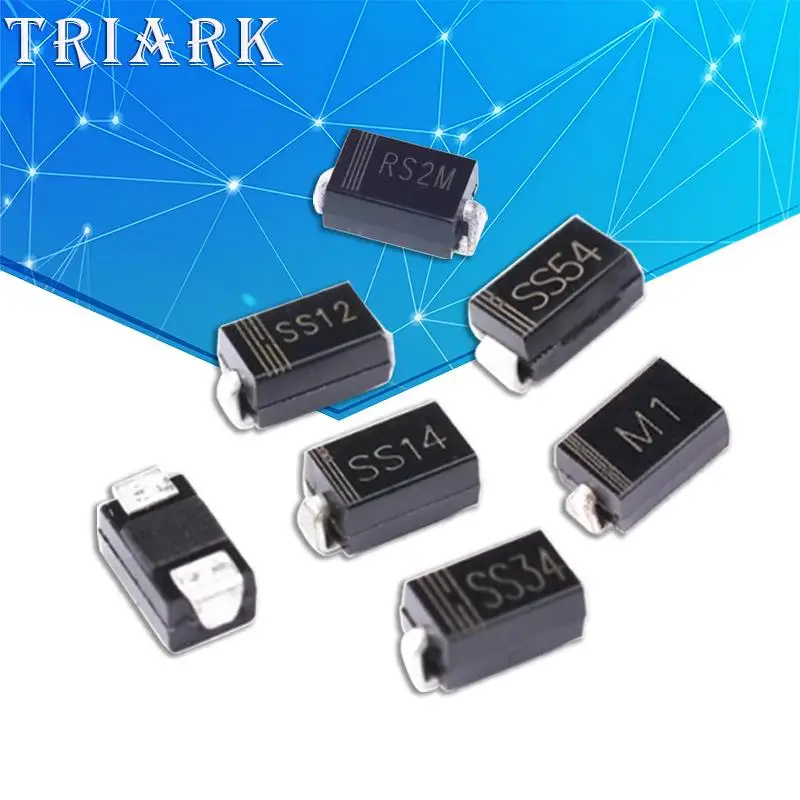 100PCS Schottky Diode M1 M4 M7 SS12 SS14 SS16 SS24 SS34 SS36 SS110 SS210 SS310 RS1M RS2M ES1D ES1J US1M SMA rectifier diode