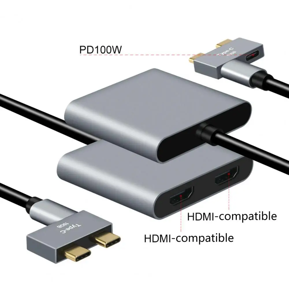 도킹 스테이션 듀얼 스크린 알루미늄 합금 3 in 1 Type-C 듀얼 HDMI-호환 USB-C 허브 MacBook Pro/Air 2018-2020 용