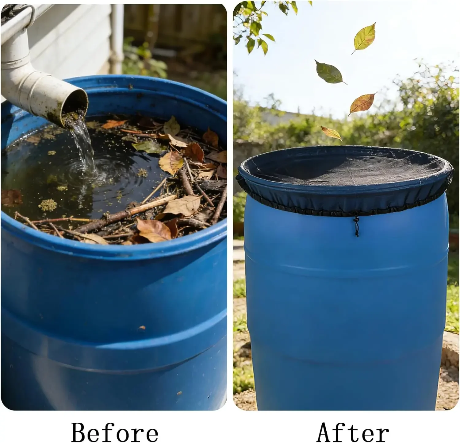 30/60/100CM Regentonne-Netzabdeckung, Wassersammelbehälter-Netz, Insektenschutz-Netzabdeckung für den Garten im Freien – Detail 7