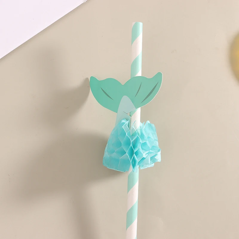 6/10Pcs Mermaid Tail Honeycomb Paper Straw Mermaid Straw Drink Juice Cocktail Straw Birthday Wedding Baby Shower Party Decor