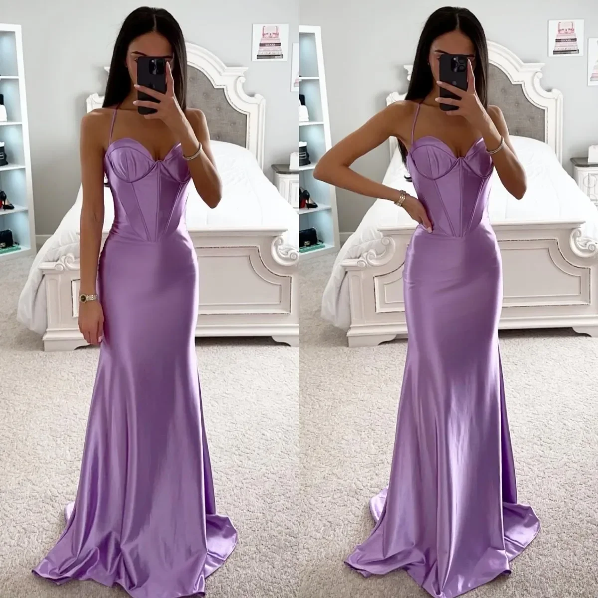 

Stylish sexy sweetheart Backless Italian shoulder strap Ball Evening dressTight formal carpet long special party dress 2024