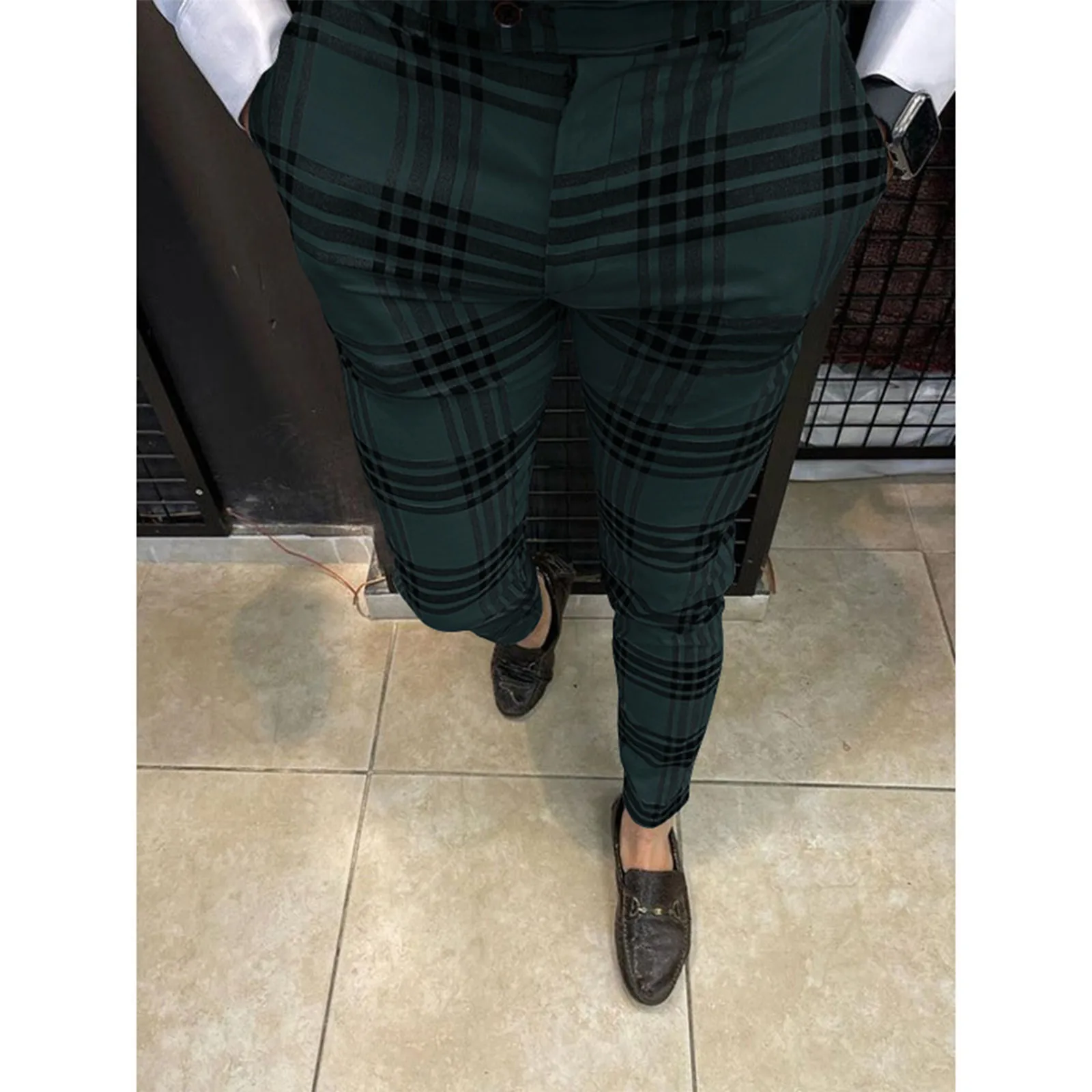

Mens Fashion Stretch Dress Pants Slim Fit Plaid Pants Business Suit Casual Golf Pants Stretch Dress Pants Elegance Trousers