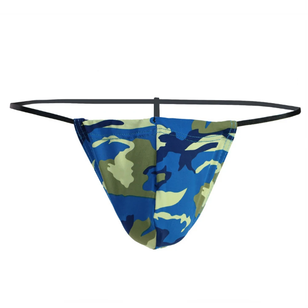 

Sexy Men Bikini G-String Enhance Pouch Thong Posing Underwear T-back Camouflage Underpants Low Rise Mini Lingerie Erotic Panties