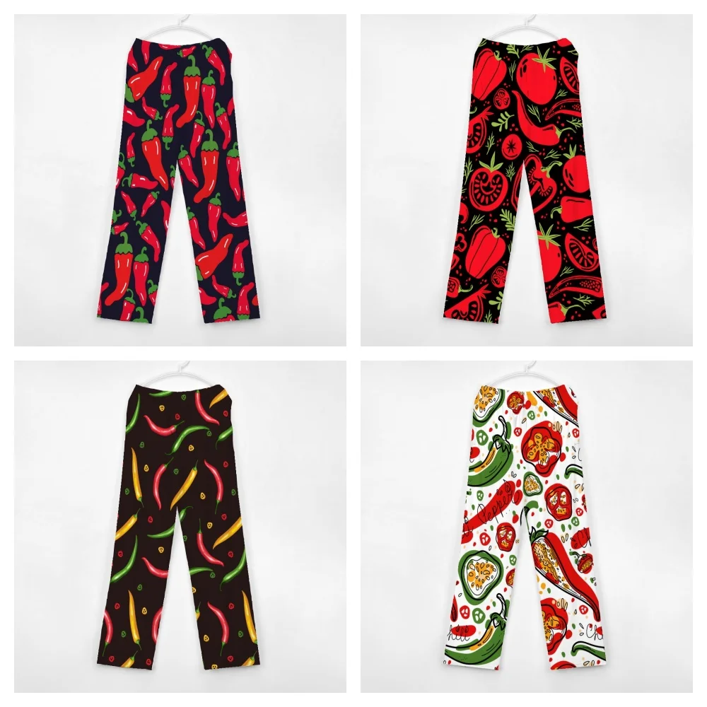 Pantalones de pijama con patrón de Chili para hombre y mujer, ropa de dormir supersuave, Unisex, con bolsillos y cordón