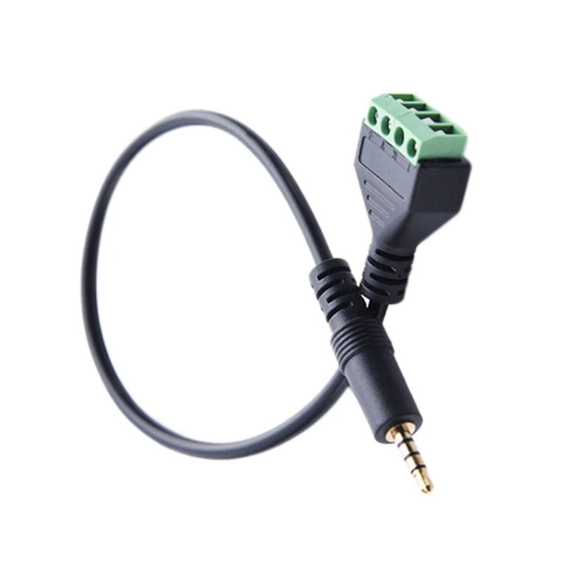 3X 3.5Mm Screw Terminal Adapter Speaker Cable 4-Core Stereo TRRS Male Hole To AV 4 Screw Terminal Balun Connector Cable