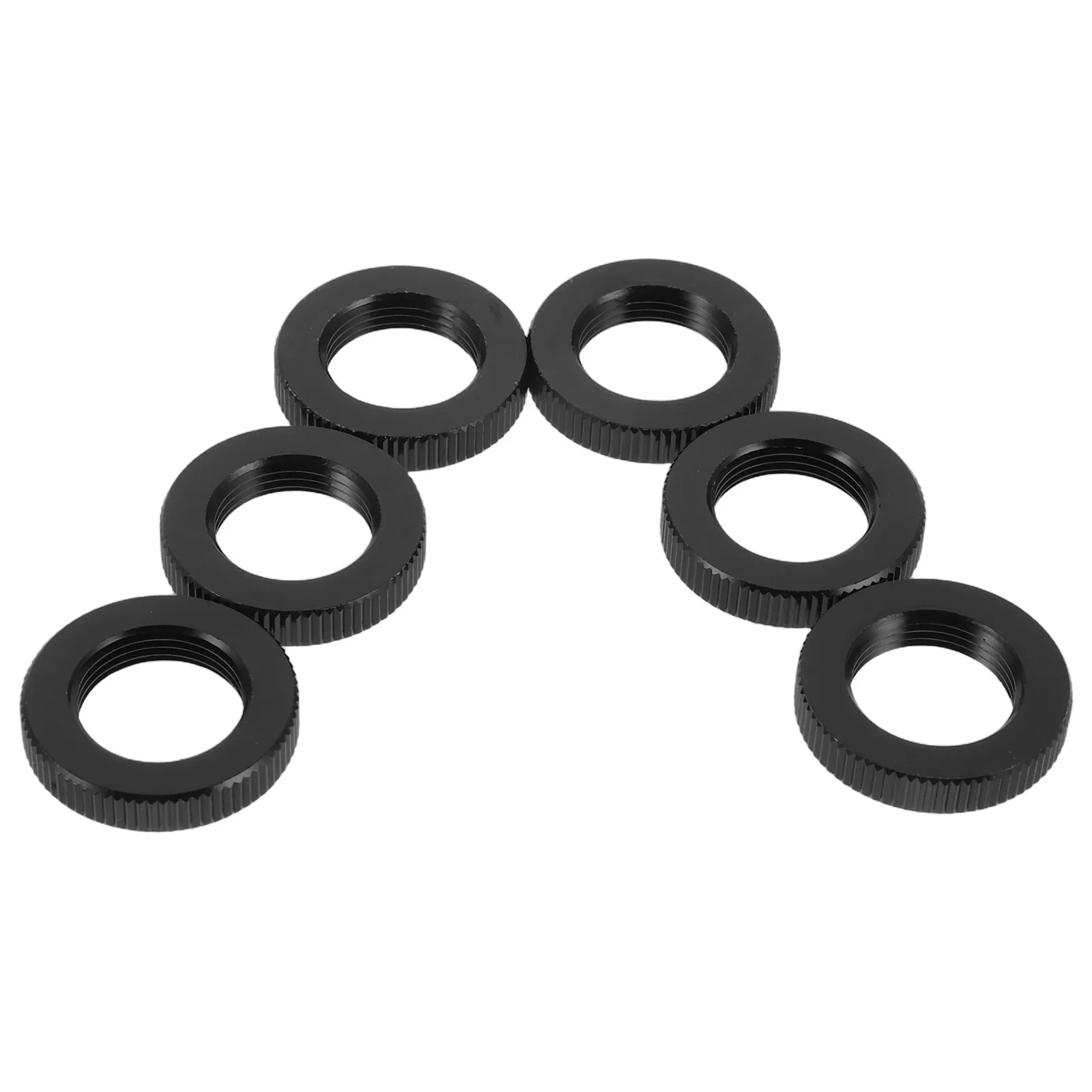 6Pcs Microphone Stand Nuts Knurled Lock Double Locking Tripod Screw Adapter Black for Mic Mounting Thread Stability Recording