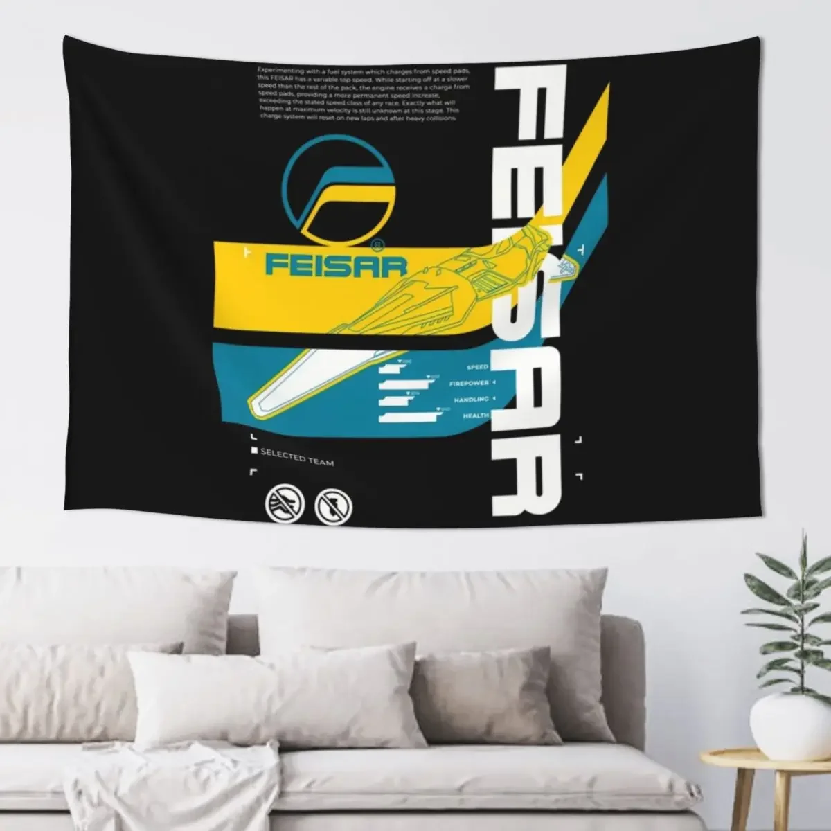 Wipeout 2048 - Feisar - Coverart Tapestry Room Decorations Aesthetic Home And Comfort Decor Funny Tapestry