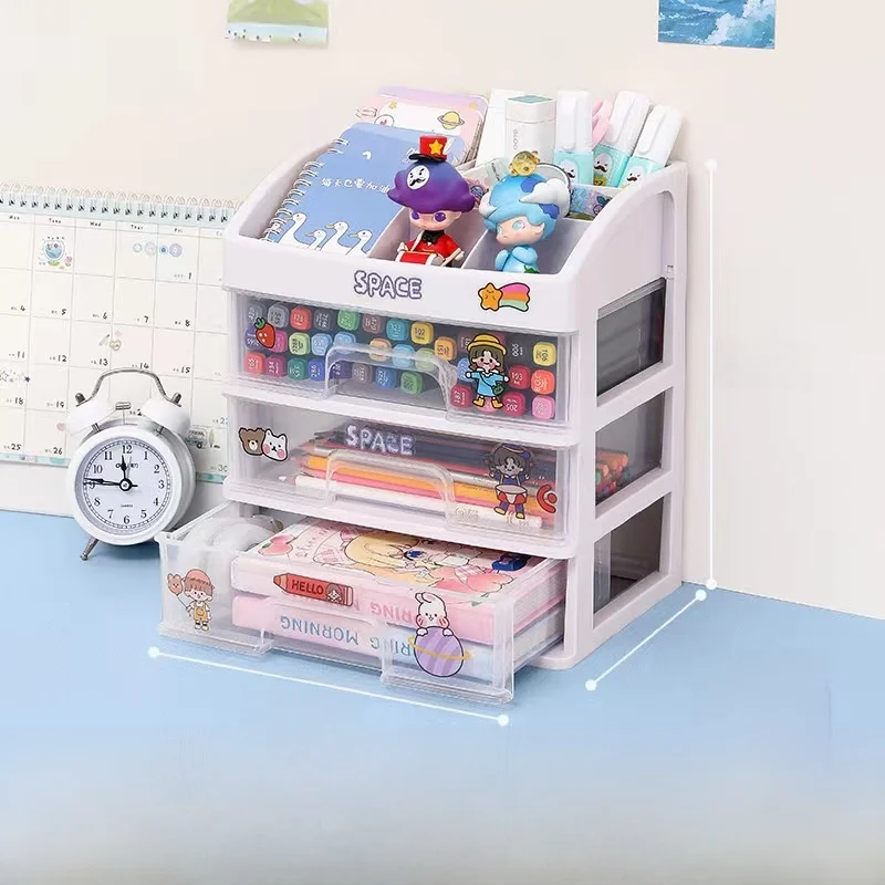 デスクトップオーガナイザーボックス引き出し式化粧品文具収納ボックスオフィスデスクアクセサリー学生寮用品