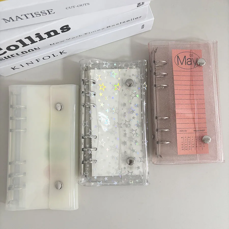 A6 Half Star Shaped Cover, 10PCS 1/2/3 Inch Storage Bags, Postcard Binder, Collection Organizer, DIY 50 Replacement Papers