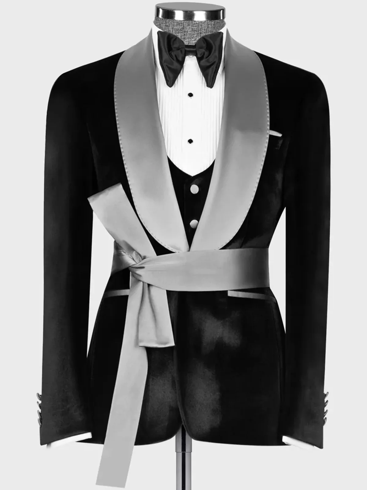 Wedding Elegant Velvet Shawl Lapel Suits for Men Slim Fit Ceremony Vintage Tuxedo Boys Suit Trajes Para Hombre Ternos Men Suits
