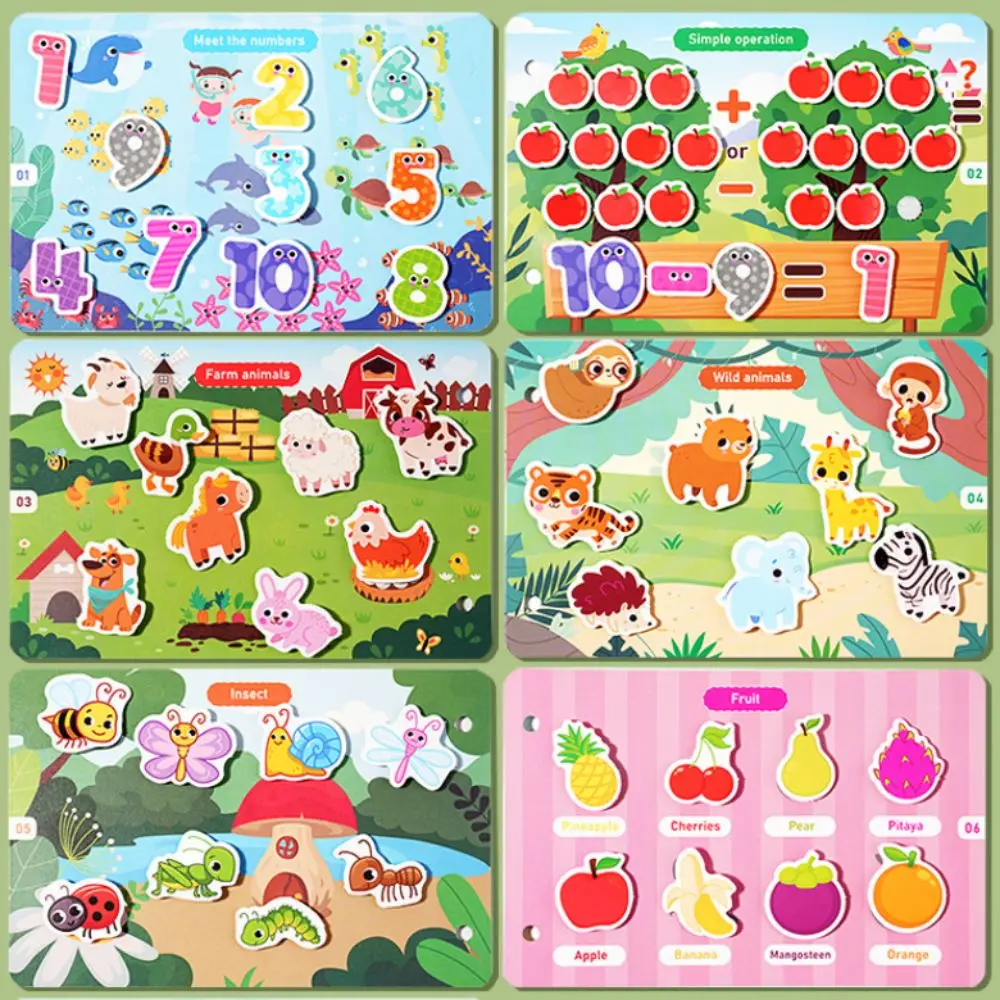 

Handmade Montessori Quiet Busy Book Repeated Pasting Paper Quiet Stickers Book Cartoon Hand Ledger DIY Kids Busy Book Toy Girls