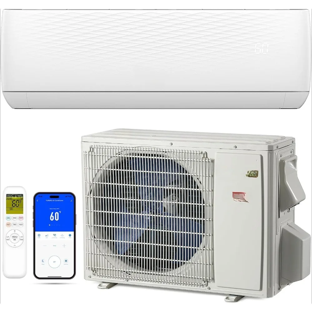 12,000 BTU Ductless Mini Split AC with Heat Pump, Inverter Compressor, 20 SEER2, 115V, R32 Refrigerant, Pre-charged Evaporator